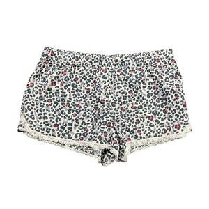 NWT Victorias Secret Women's Medium Leopard Print Cotton Pajama Shorts Lace Trim